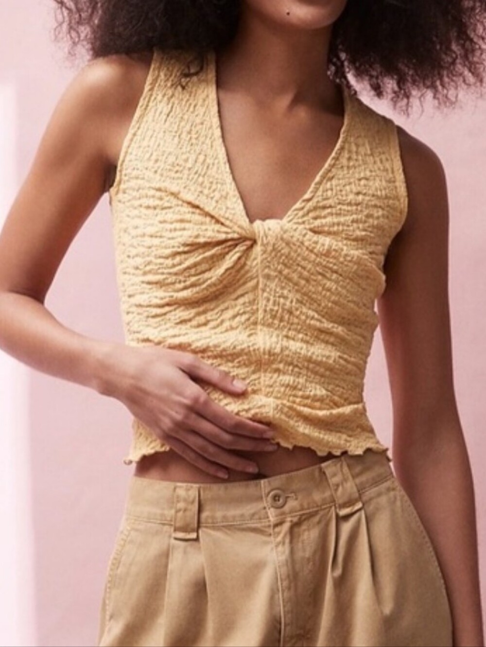 Madewell Yellow Twist-Front Top